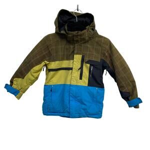 Obermeyer Boys Ski Snowboard Jacket Color Block Removable Hood Sz 8 Juniors